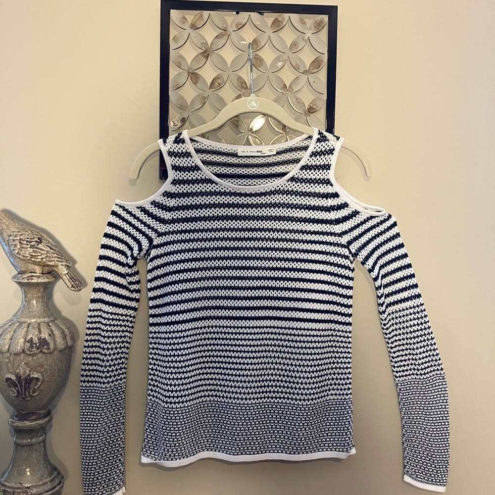 Rag & Bone Quinn Striped Cold Shoulder Sweater